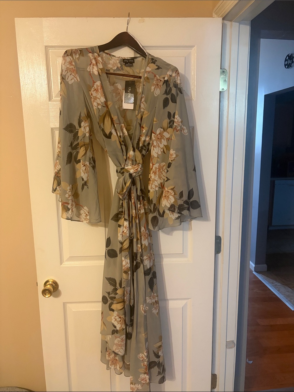 City Chic Floral Sheer Wrap Maxi Dress in Magnolia Floral